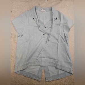 BCBG Generation Light Blue Short Sleeve Blouse